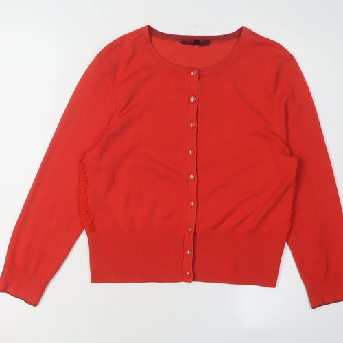 Coast Women's Red Cardigan, S, Round Neck Knit