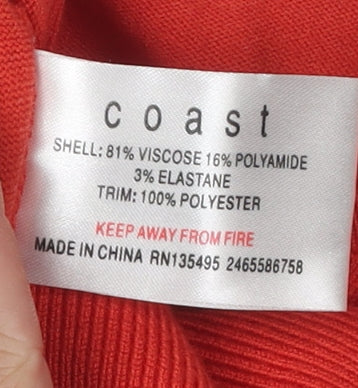 Coast Women's Red Cardigan, S, Round Neck Knit