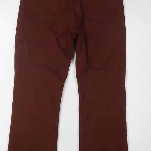 Zara Women's Brown Straight Jeans, Size 2, Frayed Hem