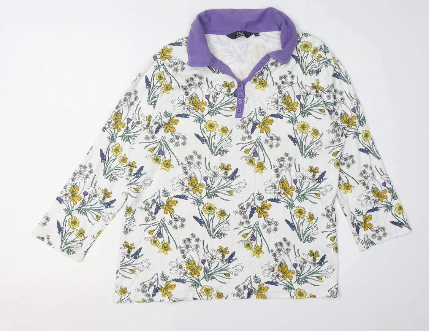 Isle Essentials Women's Multicoloured Floral Button-Up Shirt, L