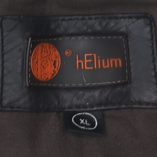 hElIum Men's Brown Leather Motorcycle Jacket XL
