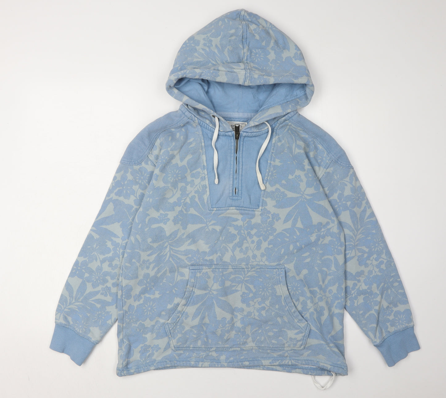 Fat Face Women's Blue Floral Cotton Hoodie Size 10