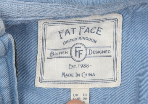 Fat Face Women's Blue Floral Cotton Hoodie Size 10