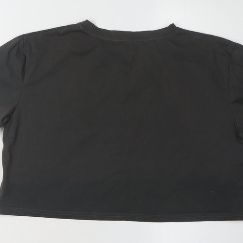 Romwe Women's Black NASA Cropped T-Shirt, Size 10, Casual