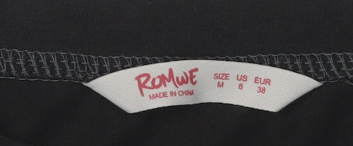 Romwe Women's Black NASA Cropped T-Shirt, Size 10, Casual