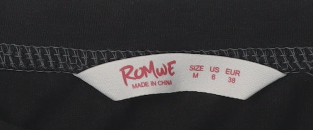 Romwe Women's Black NASA Cropped T-Shirt, Size 10, Casual