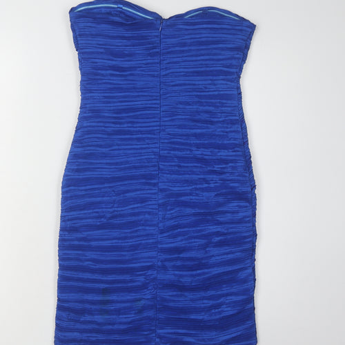 Quiz Women's Blue Bodycon Dress M, Beaded Strapless
