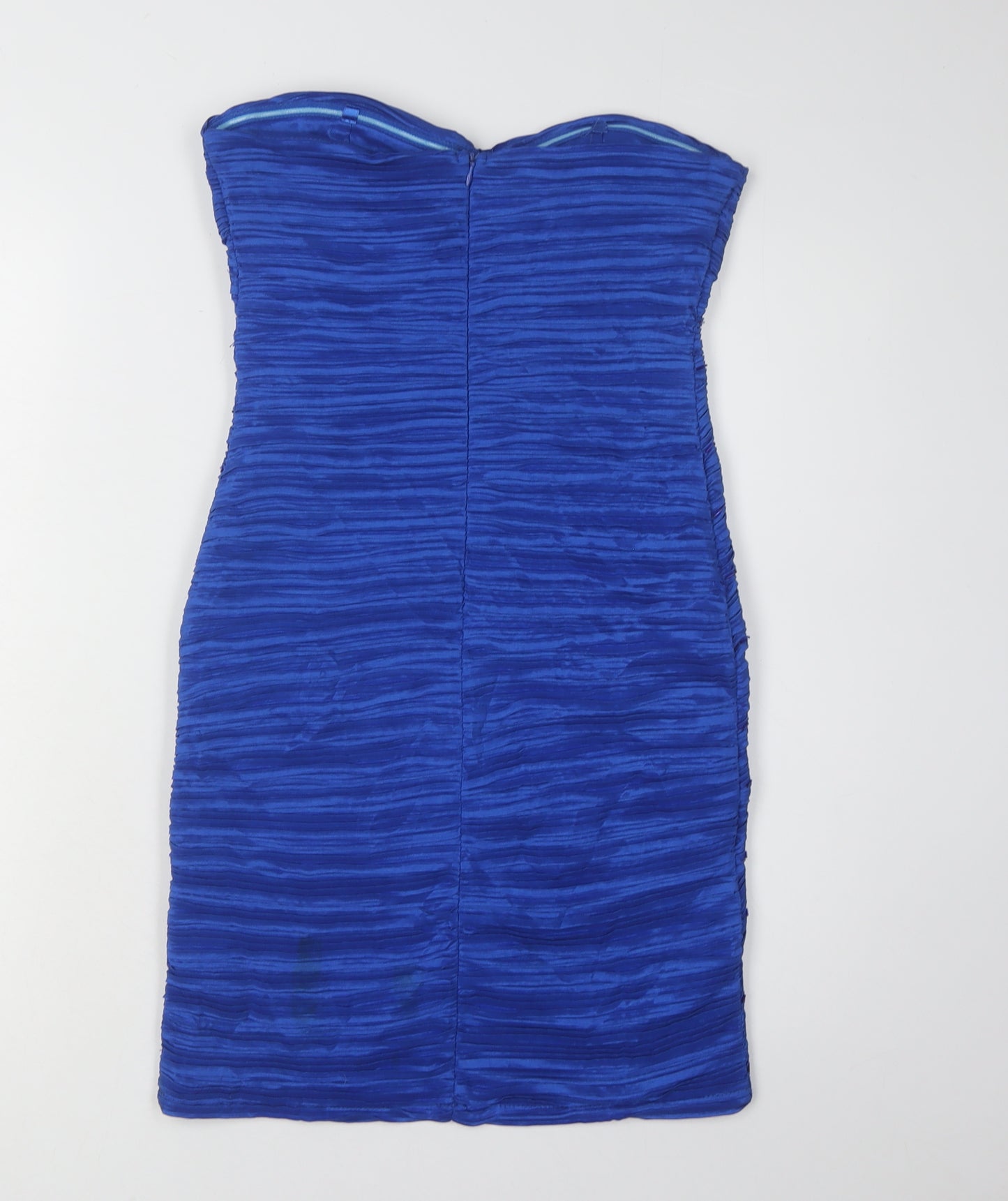 Quiz Women's Blue Bodycon Dress M, Beaded Strapless