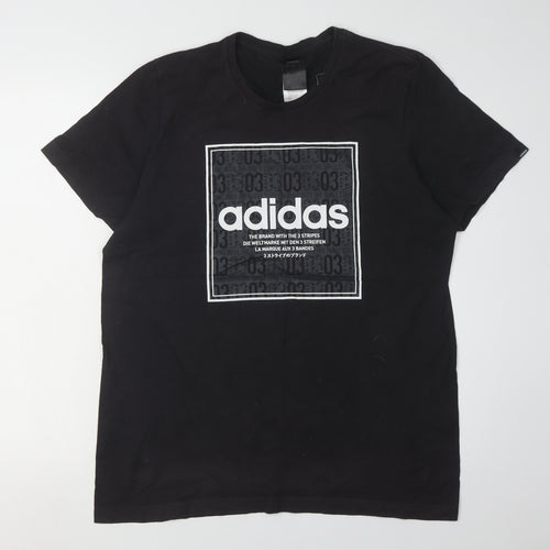 Adidas Men's Black Graphic Print T-Shirt, Medium