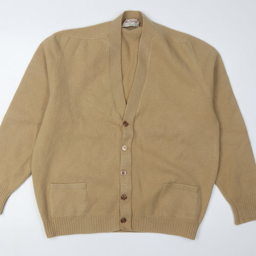 McGeorge Men's Beige Lambswool Cardigan V-Neck Size L