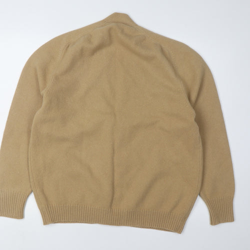 McGeorge Men's Beige Lambswool Cardigan V-Neck Size L