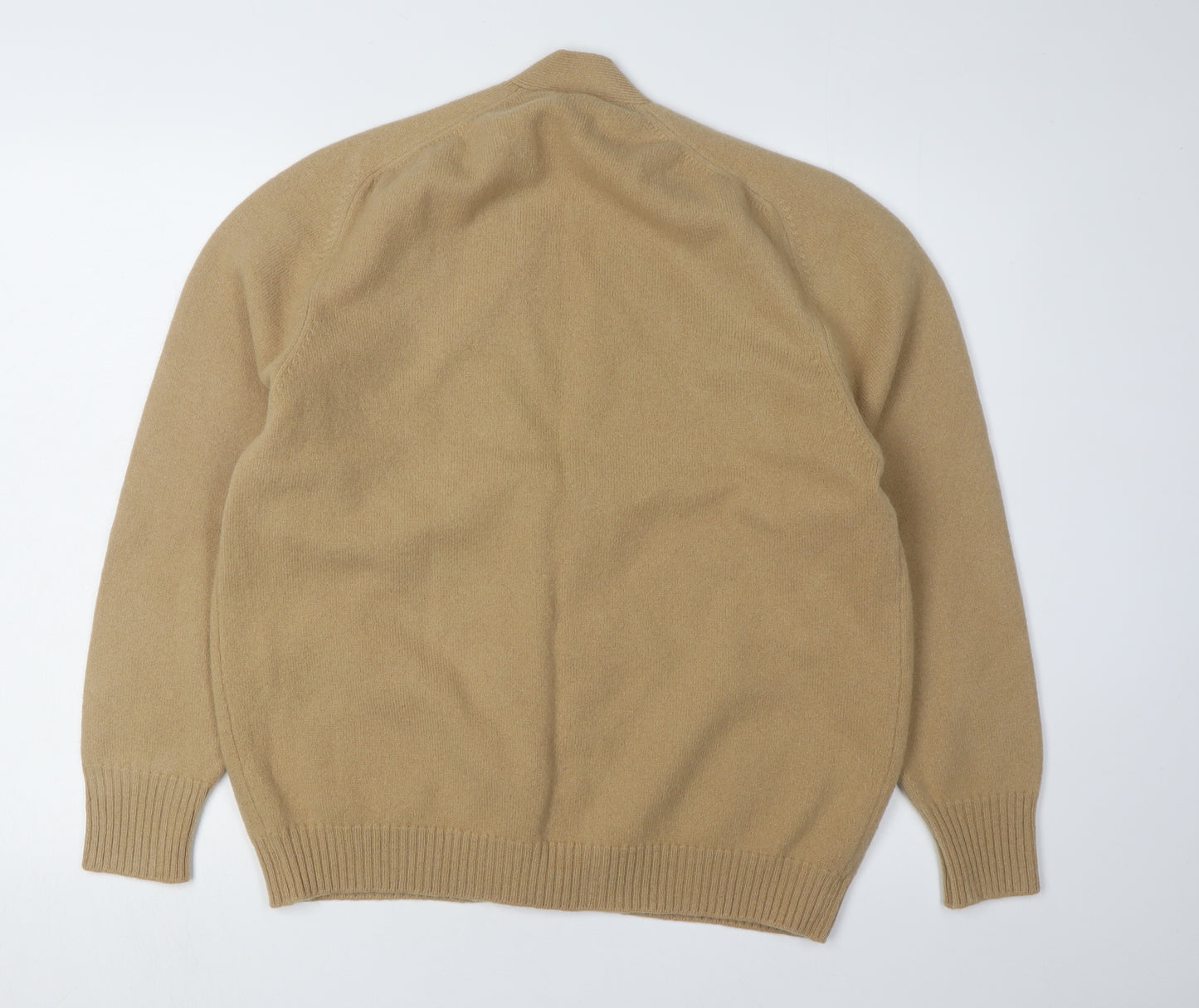 McGeorge Men's Beige Lambswool Cardigan V-Neck Size L