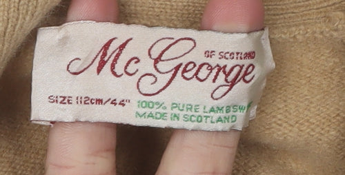 McGeorge Men's Beige Lambswool Cardigan V-Neck Size L