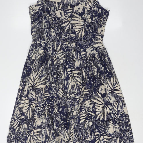 St Michael Women's Blue A-Line Floral Dress Size 12