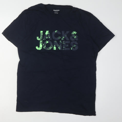 Jack & Jones Men's Black Graphic Print T-Shirt - L