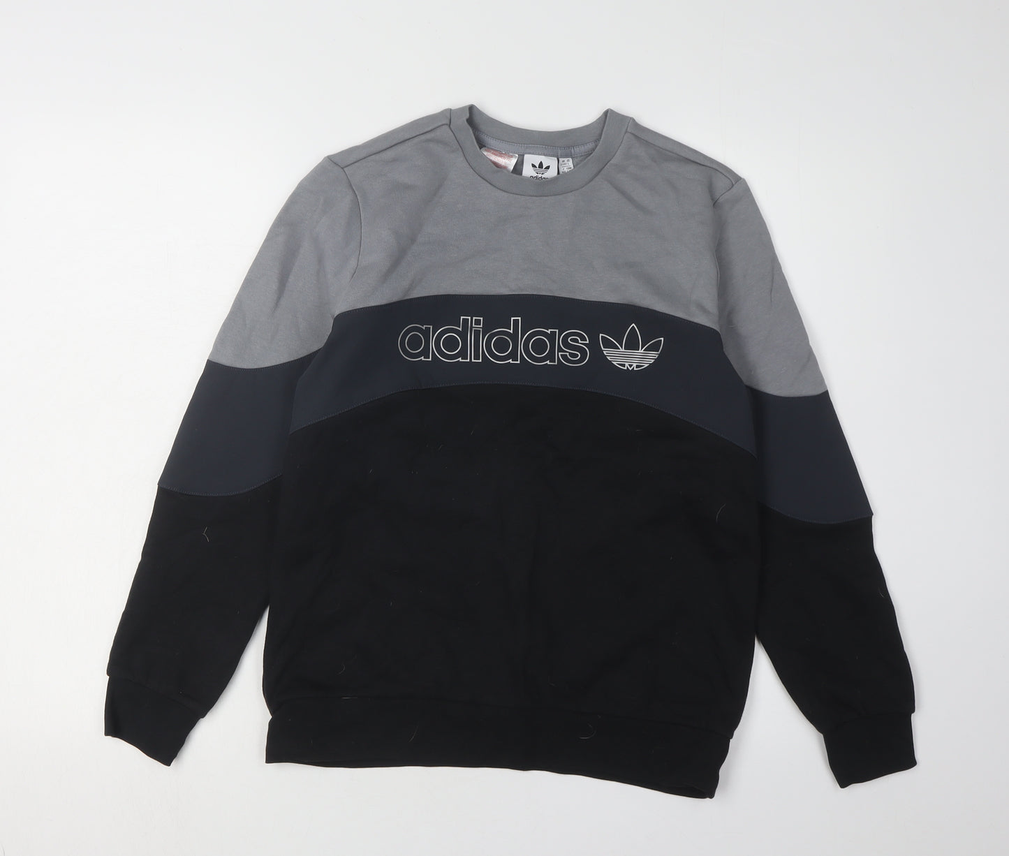 Adidas Boys Black Grey Colourblock Sweatshirt 13-14 Years