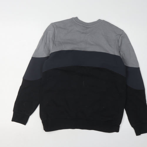 Adidas Boys Black Grey Colourblock Sweatshirt 13-14 Years