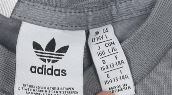 Adidas Boys Black Grey Colourblock Sweatshirt 13-14 Years