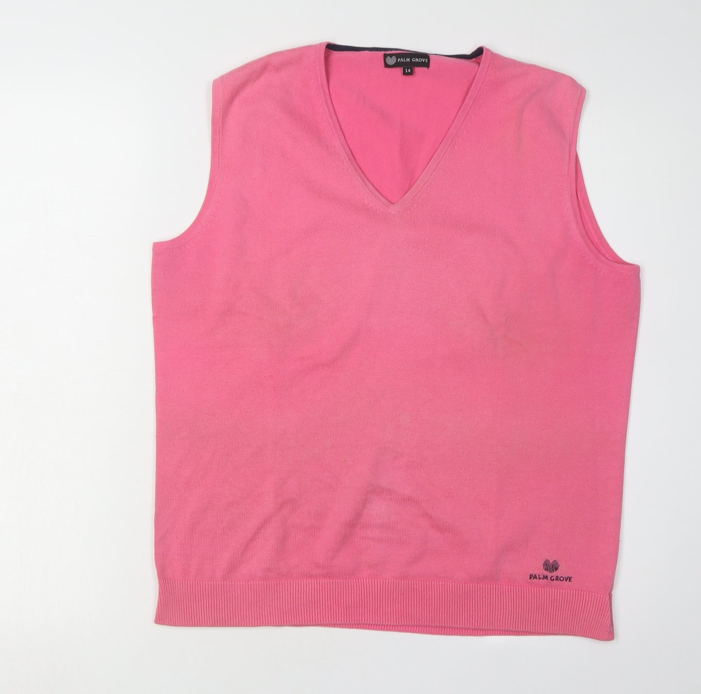 Palm Grove Pink V-Neck Womens Cotton Vest Size 14