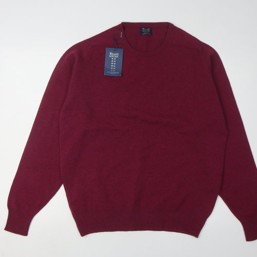 William Lockie Men's Red Wool Pullover Jumper Size L