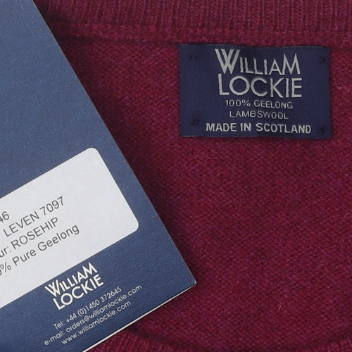 William Lockie Men's Red Wool Pullover Jumper Size L