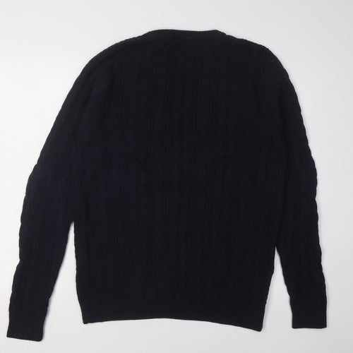 Cotton Traders Men's Blue XL Cable-Knit Pullover Jumper
