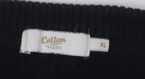 Cotton Traders Men's Blue XL Cable-Knit Pullover Jumper