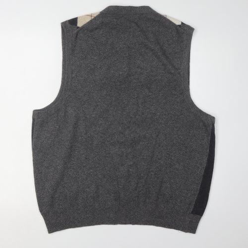 Braemar Men's Grey Argyle Wool Vest L