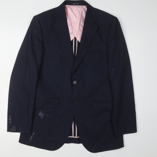 Charles Tyrwhitt Men's Blue Striped Blazer, Size 38R