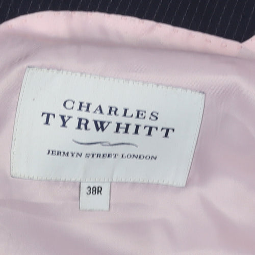 Charles Tyrwhitt Men's Blue Striped Blazer, Size 38R