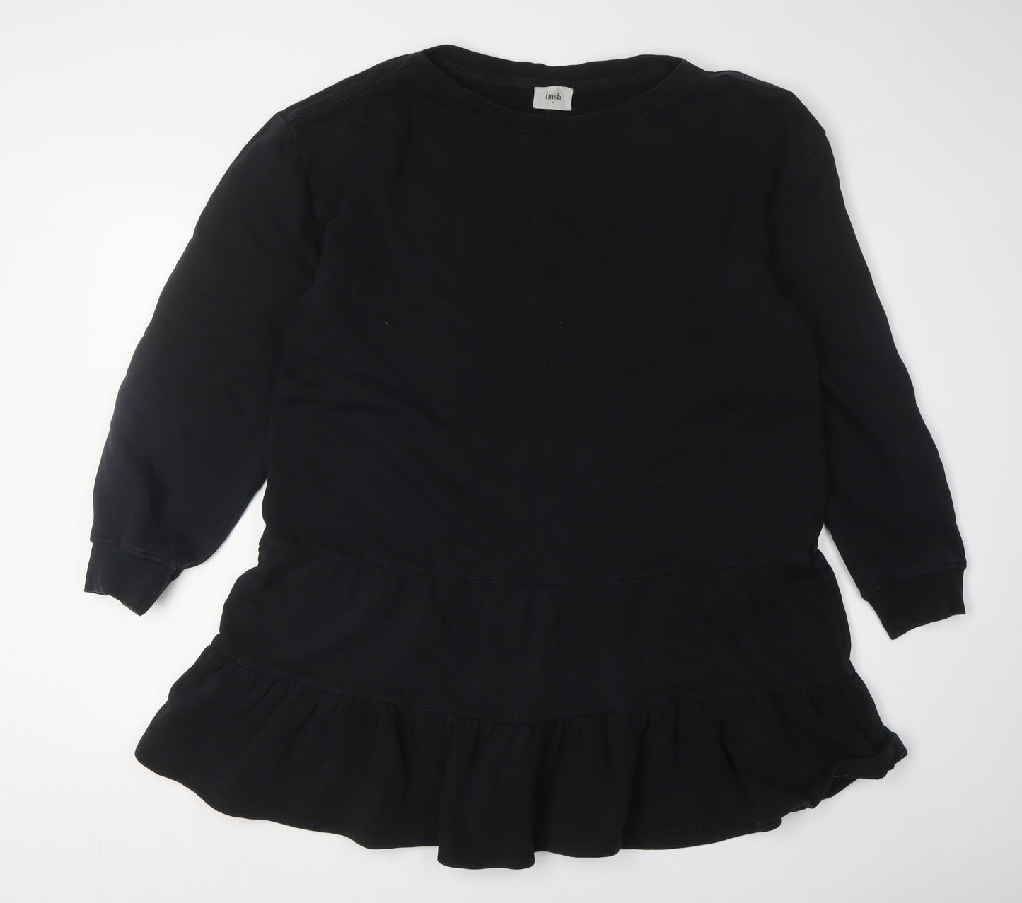 hush Black Cotton Blend Women's Dress Long Sleeve Size 16