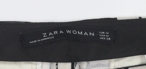 Zara Women's Ivory Check Flared Trousers, Size M