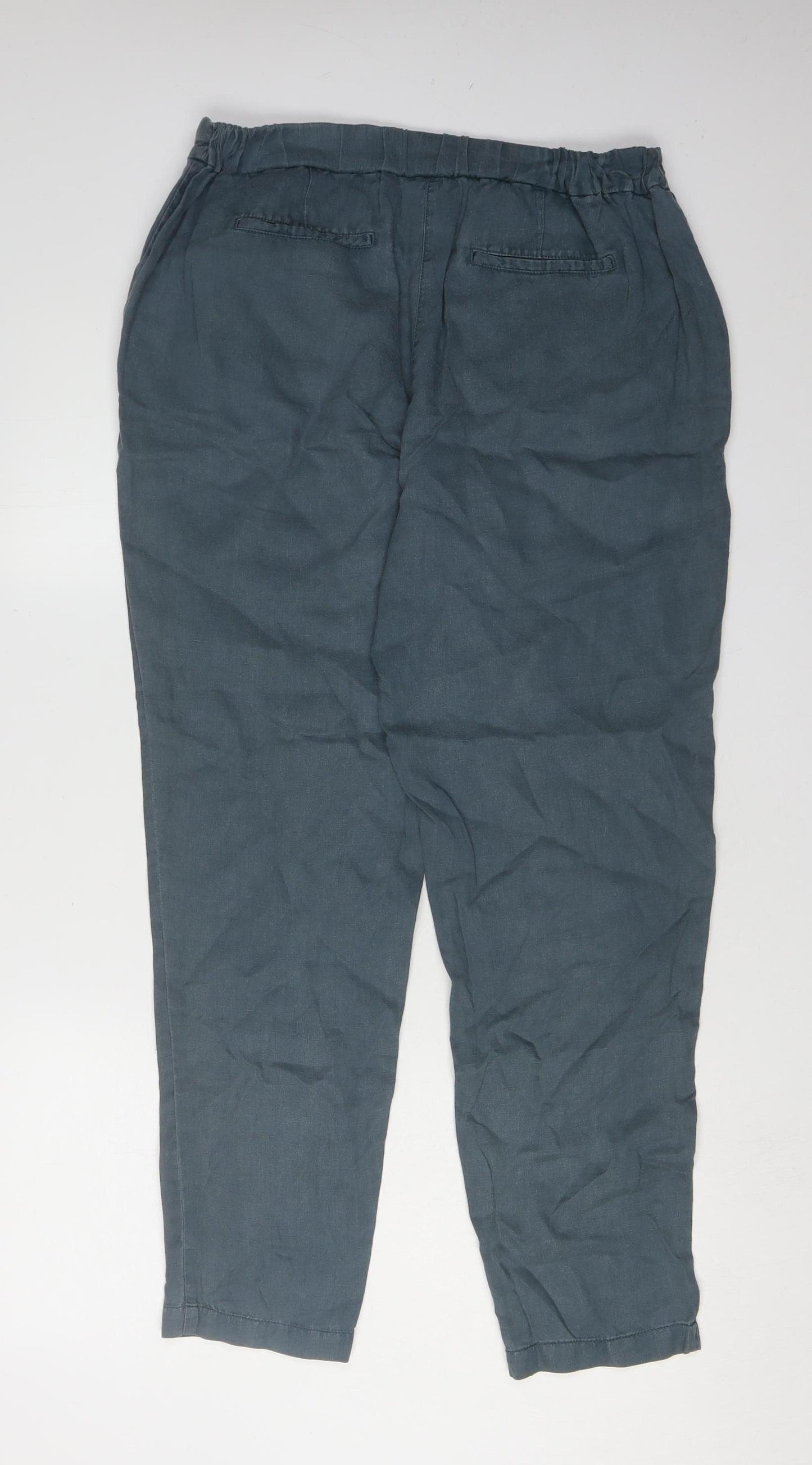 White Stuff Women's Blue Linen Trousers Size 12