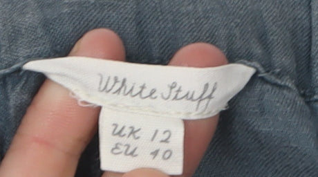 White Stuff Women's Blue Linen Trousers Size 12