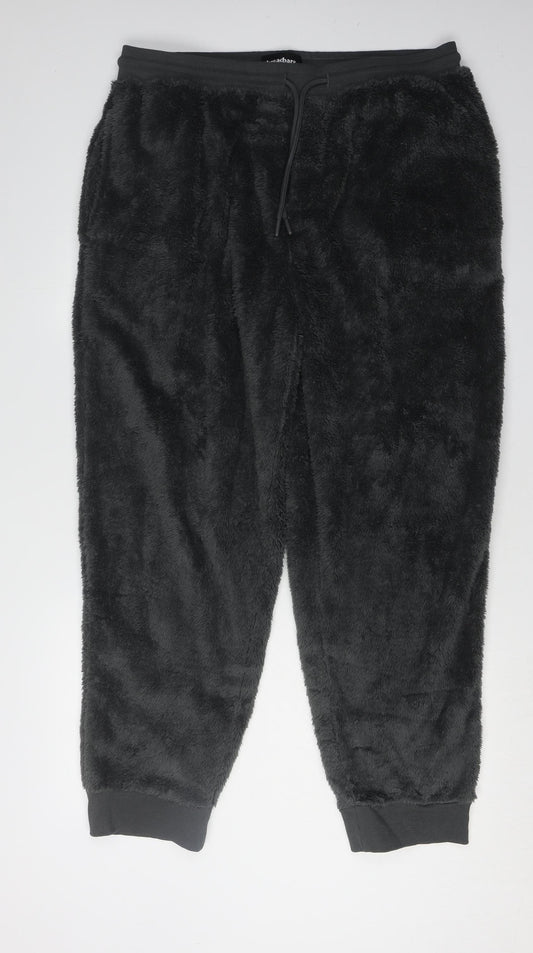 Threadbare Men's Black Fleece Lounge Pants 2XL