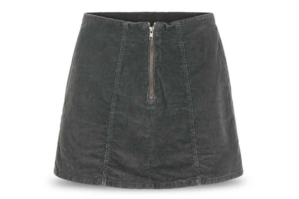 Superdry Women's Grey Corduroy A-Line Skirt XS