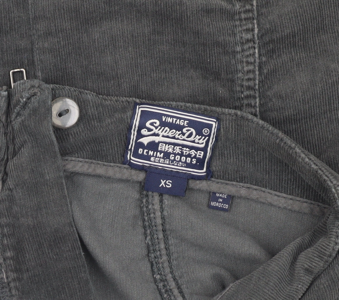 Superdry Women's Grey Corduroy A-Line Skirt XS