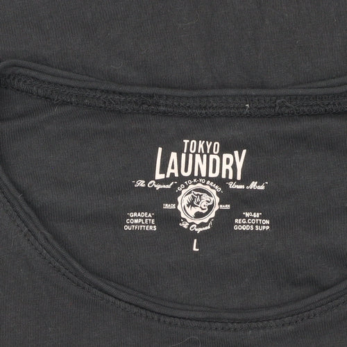 Tokyo Laundry Men's Black Cotton T-Shirt L