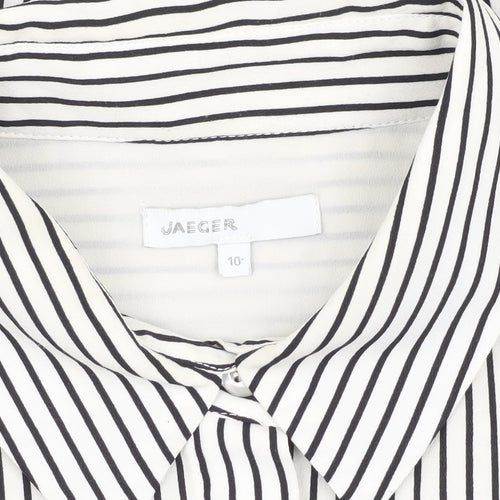 Jaeger Women's White Striped Button-Up Shirt