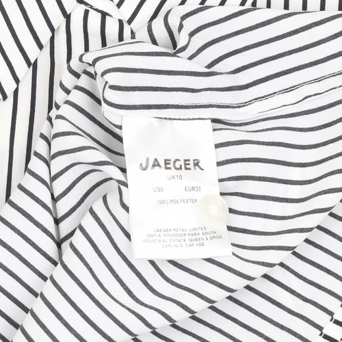 Jaeger Women's White Striped Button-Up Shirt