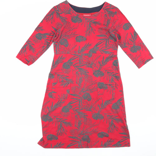 Weird Fish Women's Red Floral 3/4 Sleeve Dress