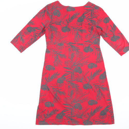 Weird Fish Women's Red Floral 3/4 Sleeve Dress