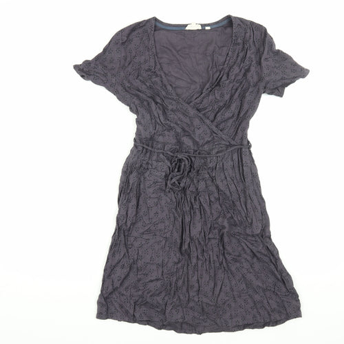 Fat Face Women's Grey Wrap Dress Size 8 Casual