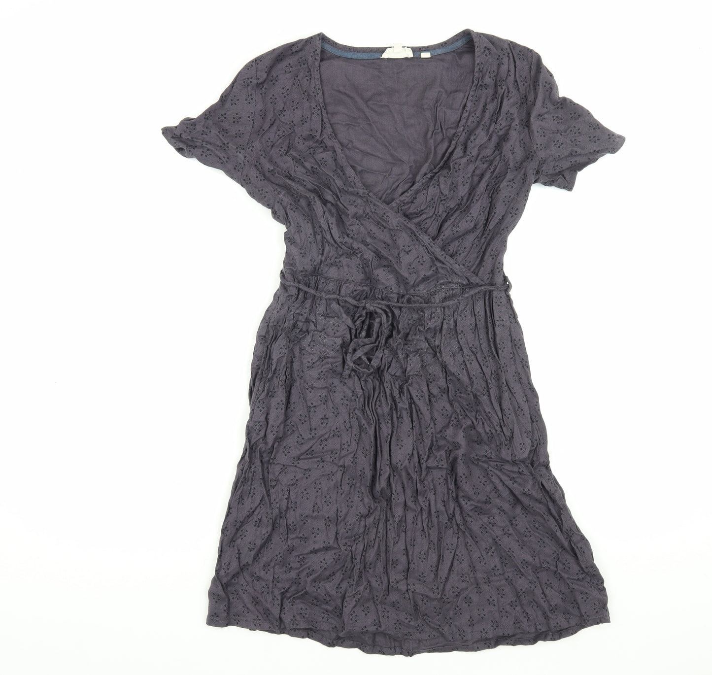 Fat Face Women's Grey Wrap Dress Size 8 Casual