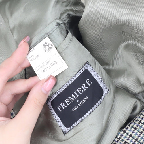 Premiere Collection Men's Grey Check Blazer 40 Long
