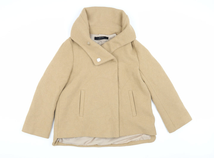 Zara Women's Beige Wool Mid-Length Coat L