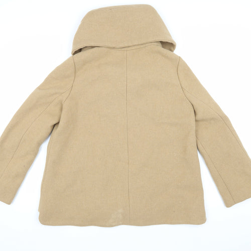 Zara Women's Beige Wool Mid-Length Coat L