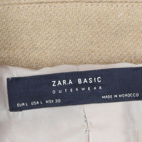 Zara Women's Beige Wool Mid-Length Coat L