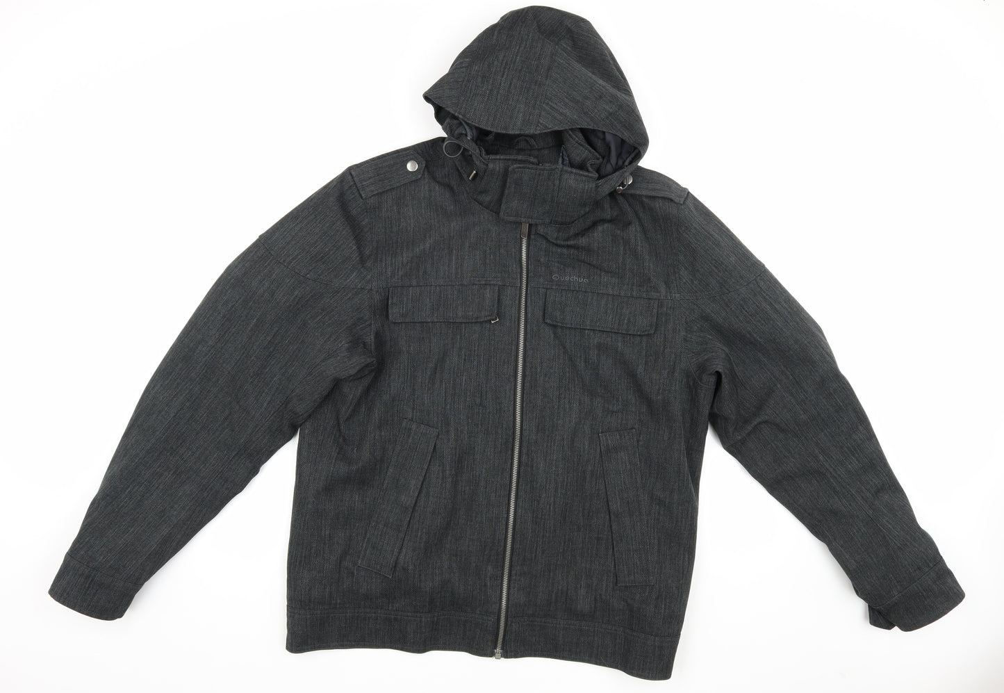 Quechua Men's Black L Hooded Jacket