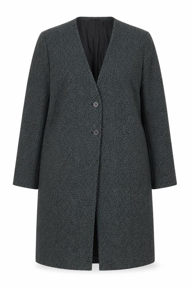 Front view of Windsmoor Women's Green Animal Print Long Overcoat, size 18